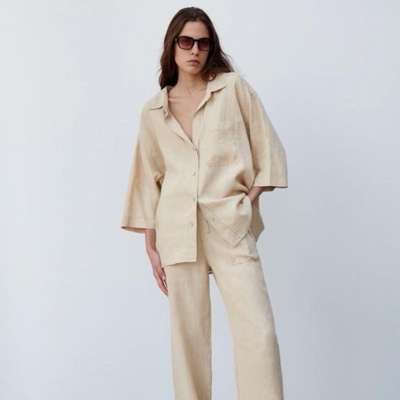 SALE🌴Zara oversized pleated linen top - Picture 1 of 16